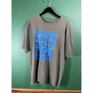 Adidas - Men's Grey Short Sleeve T-Shirt with Blue Logo - Size 2XL